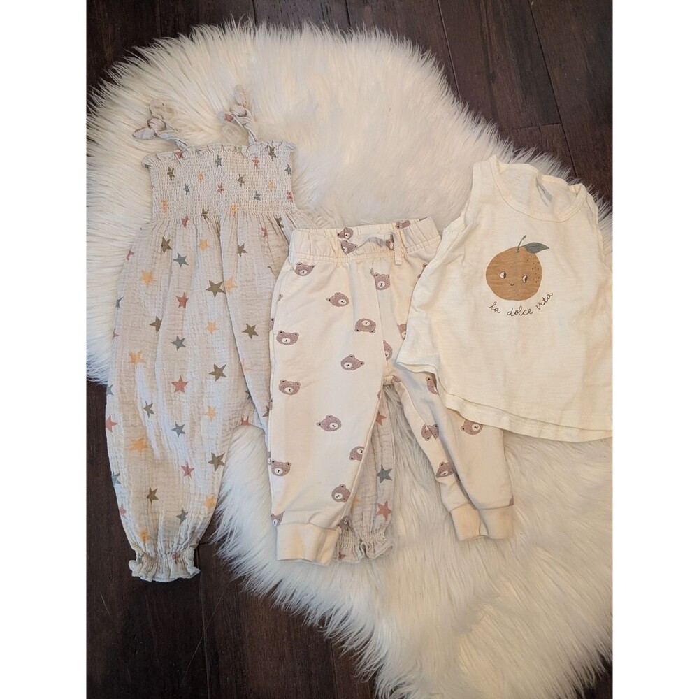 Bundle! Rylee + Cru Star Smocked Romper, Tank Top, Quincy Mae Bear Pants 6-12